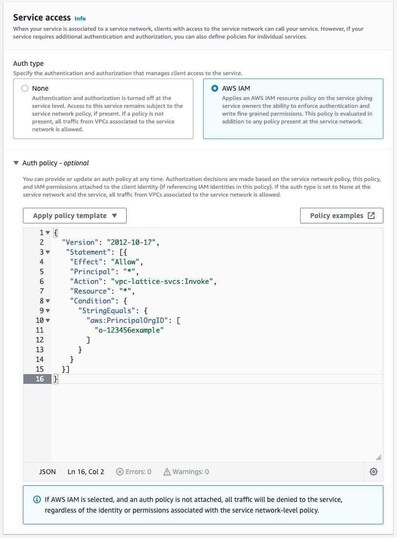 AWS VPC service page