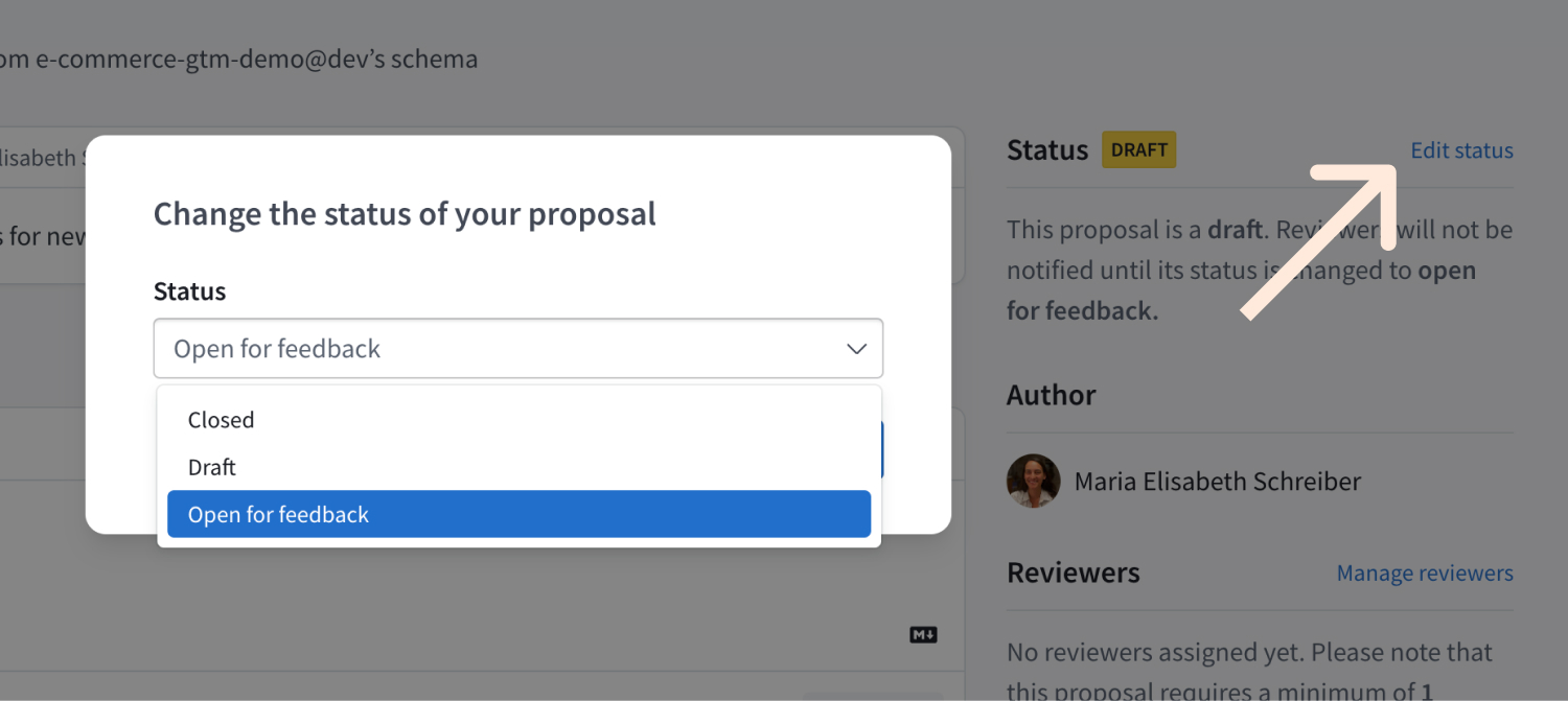 Changing a schema proposal's status in GraphOS Studio