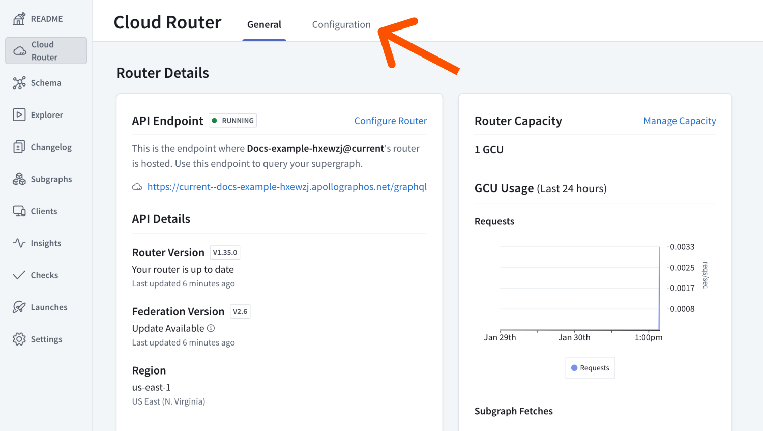 The Cloud Router page in GraphOS Studio